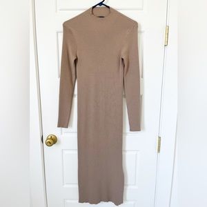 VICI Newtown Mock Neck Knit Midi Dress | Taupe